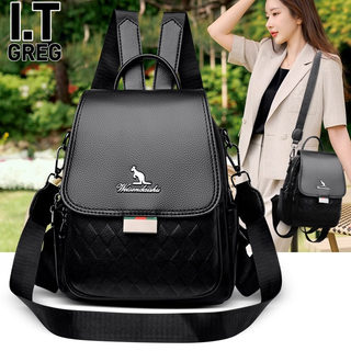 Hong Kong I.Tgreg Simple and Versatile Genuine Leather Large-Capacity Backpack Fashionable Women's First-Layer Cowhide Travel Backpack