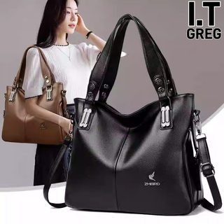 Hong Kong I.Tgreg Women's Genuine Leather Handbag Large Capacity Soft Leather Middle-Aged Mother Bag Casual Shoulder Crossbody Bag