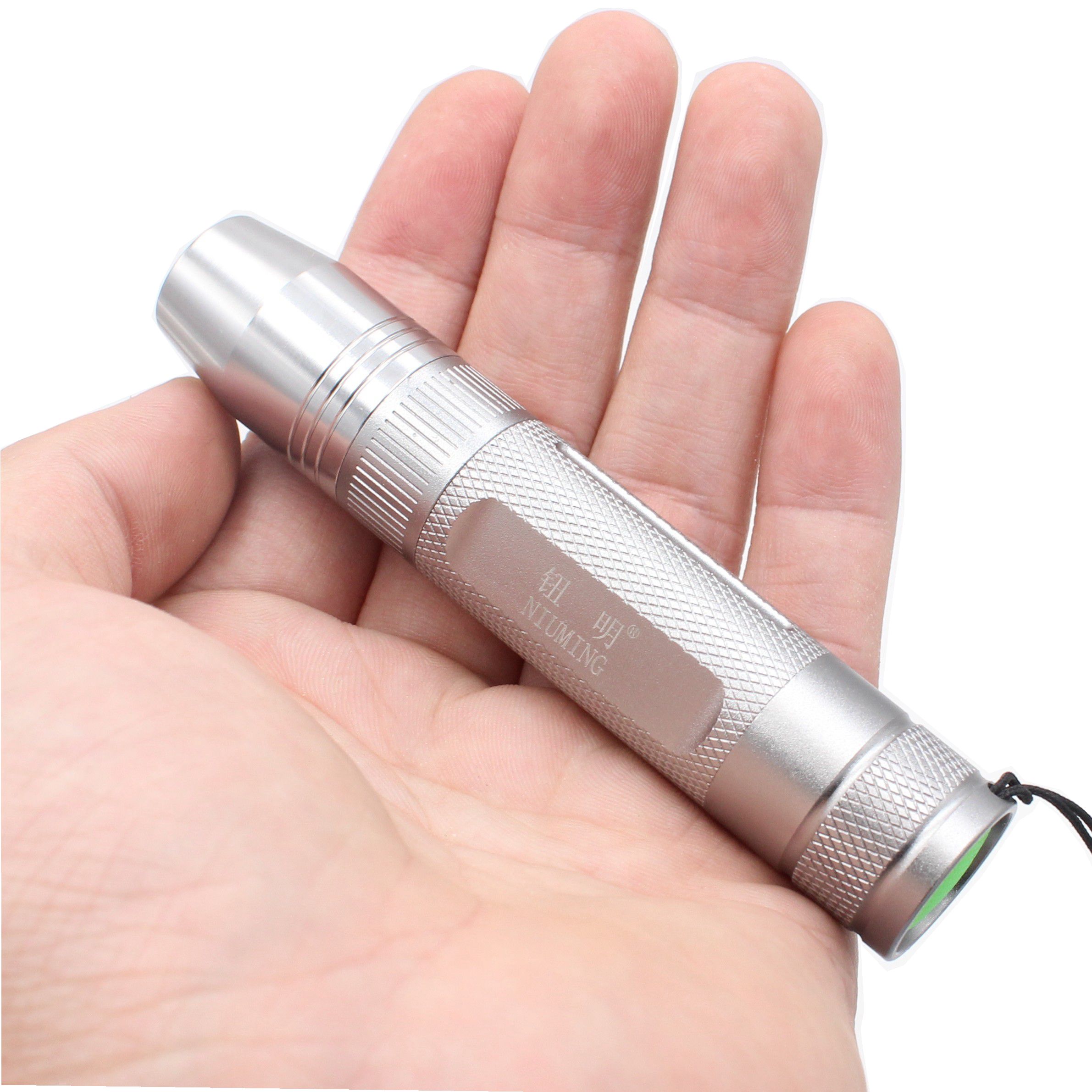 New Niu Ming mini jade flashlight 14500 battery AA battery power supply two gears emerald agate