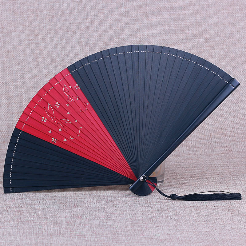 Japanese Japanese style Chinese style full bamboo fan hollowed out ancient style ladies folding fan Hanfu handmade small gift dance fan