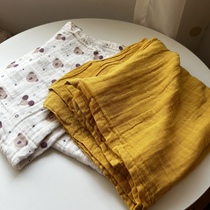 Foreigner simple cotton gauze wrapped bath towel double layer delicate and soft prepare a few more solid color cartoons in summer
