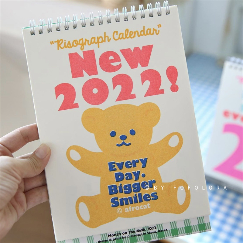 Korea ins2022 Year Calendar Creative Desktop Swing Piece Table Calendar Cute Mini New Small Calendar Beats Klunar Calendar