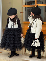 NANI girls woolen coat small fragrant style woolen short top baby temperament tweed beige coat