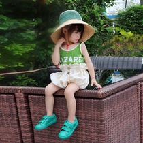 NANI WLQ children summer cotton Joker vest avocado green pit letter vest