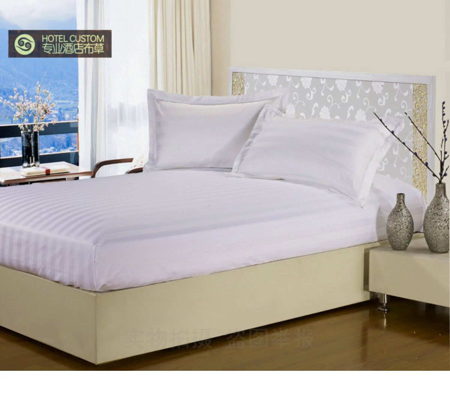 đồng bằng màu trắng của khách sạn giường khách sạn bán buôn hàng bông satin sọc doanh nghiệp giường 1,2 1,5 1.8m - Trang bị Covers ga chun bọc giường spa