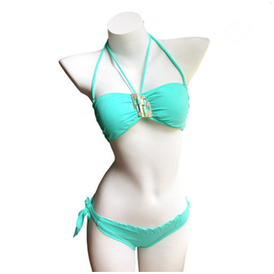 Верх синглов, топ со стразами, воротник-стойка пуш-ап, женский купальник бикини для похудения и подъема ягодиц.