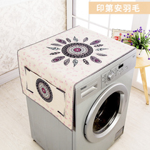 Cotton and linen printed thickened drum cover cloth multi-purpose washing machine Microwave oven universal single open refrigerator cover dust cloth art