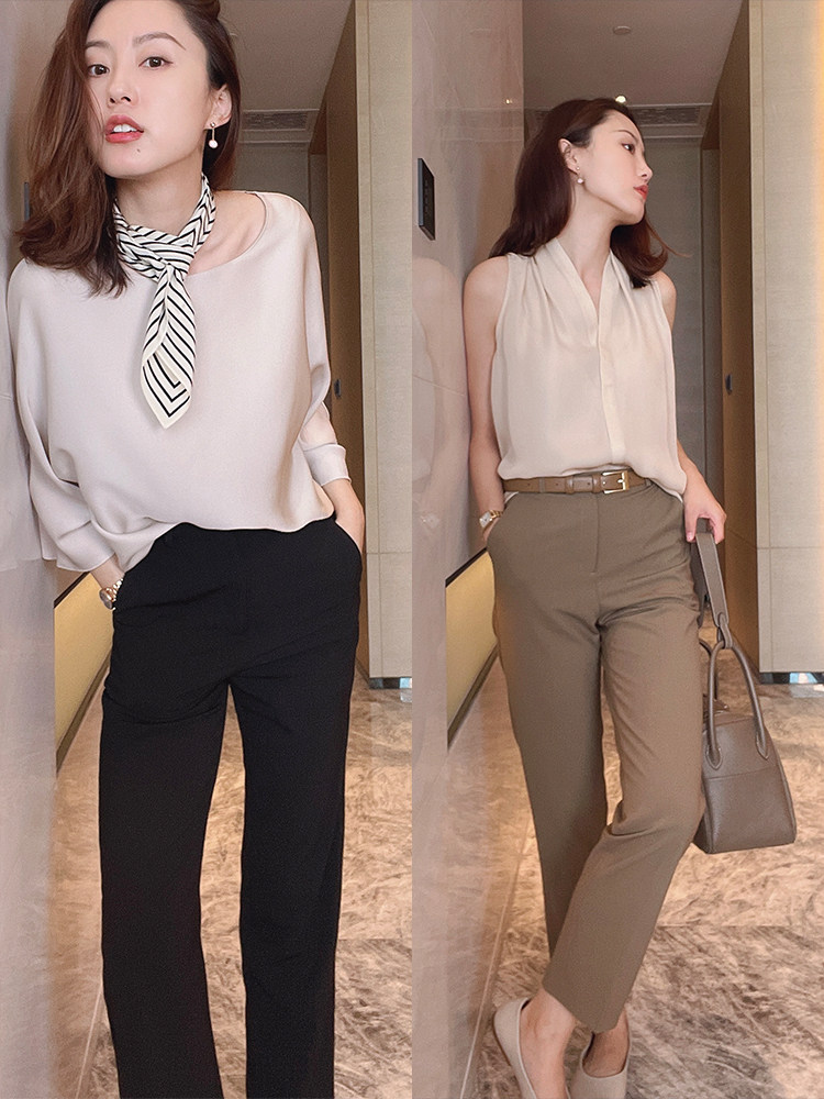 Mud brother's shop summer thin trousers show thin nine-point micro cone straight pants Suit pants million dollar pants king