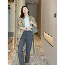 Muds shop classic English pattern wool trousers wrinkle-resistant straight tube thin commuter trousers