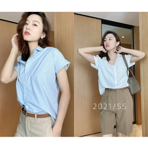 Mu Ges shop limited custom DU home GAO branch cotton simple profile small round neck cotton two-color short sleeve shirt