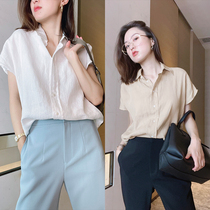 Mud brothers shop is light and natural linen shirt breathable and cool loose short-sleeved shirt spring and summer T-shirt