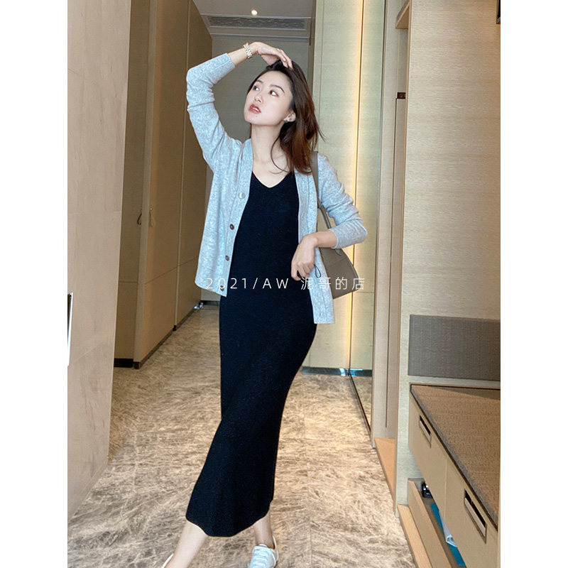 Mud brother's shop high luxury Consinee Royal AURORA cashmere chain shell button knitted cardigan sweater