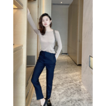 Mud brothers shop professional GAO luxury commuter dark pattern wool trousers slim waist