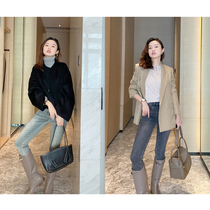 Mu Ges shop autumn and winter reputation B defeat tight-fitting jeans autumn and winter volcanic rock patent warm