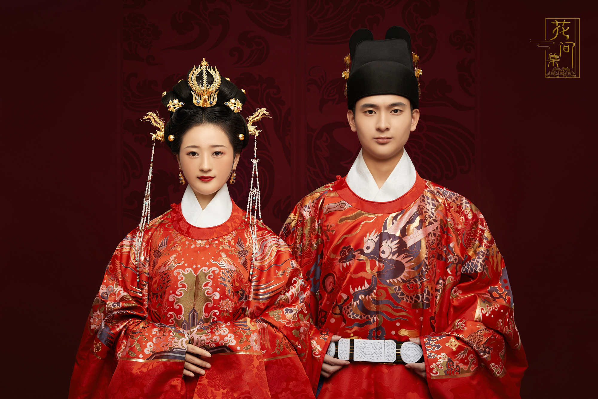 Hanfu wedding dress rental (Minghua Hall) Great red Fengluan makeup florist gold round gown for children and grandchildren python 1Y0128