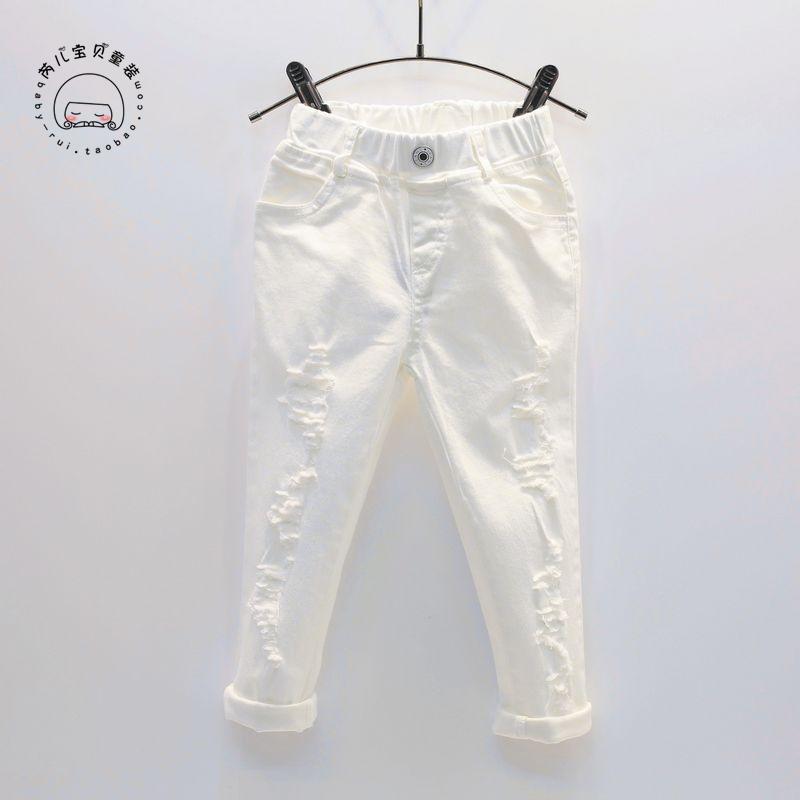 Bé gái 2018 thu đông trẻ em mới sinh em bé 2 đến 7 tuổi quần jeans bút chì lỗ hoang quần áo sành điệu cho be gái