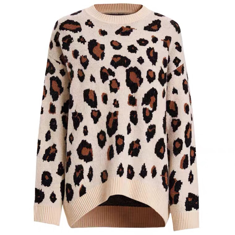 151 Brand Sale: Women's Pullover Sweater, Loose Fashionable Leopard Print Knitwear