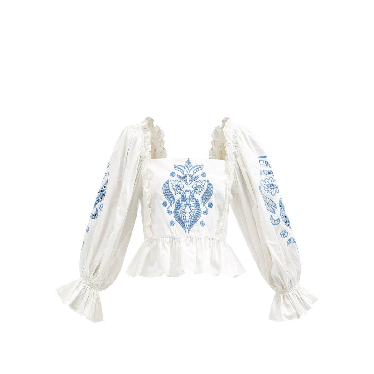 Lug Von Siga Daphne decorated short dress embroidered floral blouses 2022 new spring summer ladies