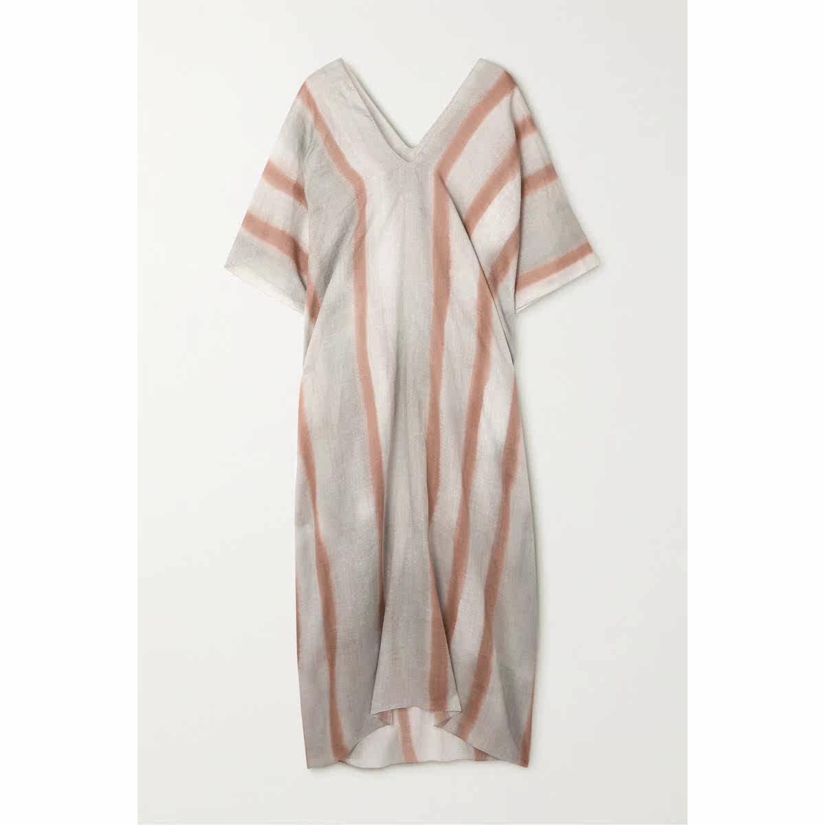 CORTANA Tracy striped Hemp Long Hood Shirt Dress 2022 New Spring Summer Lady Luxury