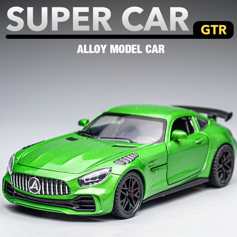 Big Benz Amg Green Demon Gtr Alloy Car Model Children's Boys' Gift Pull-Back Toy Car Sports Car Simulation Car Model