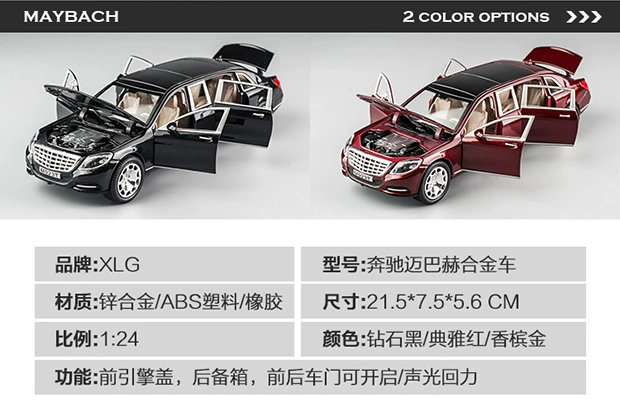 Mô hình xe hợp kim Mercedes-Benz Maybach 1:24 mô phỏng xe hợp kim mô hình trẻ em cậu bé âm thanh và ánh sáng kéo trở lại đồ chơi xe - Chế độ tĩnh