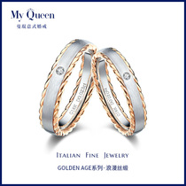 Mankun 18K white gold rose gold color mosaic diamond ring couple ring pair ring wedding diamond ring custom