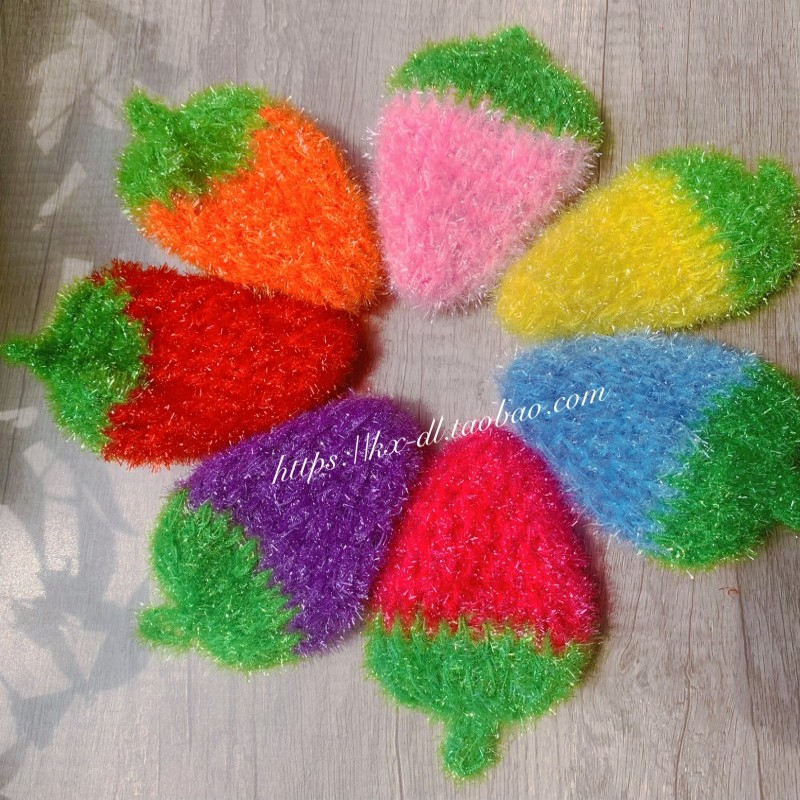 Korean version acrylic dishwashing towel non-stick oil pure handmade mercerized strawberry brushed dish towel dishcloth Dishcloth Guab-Taobao