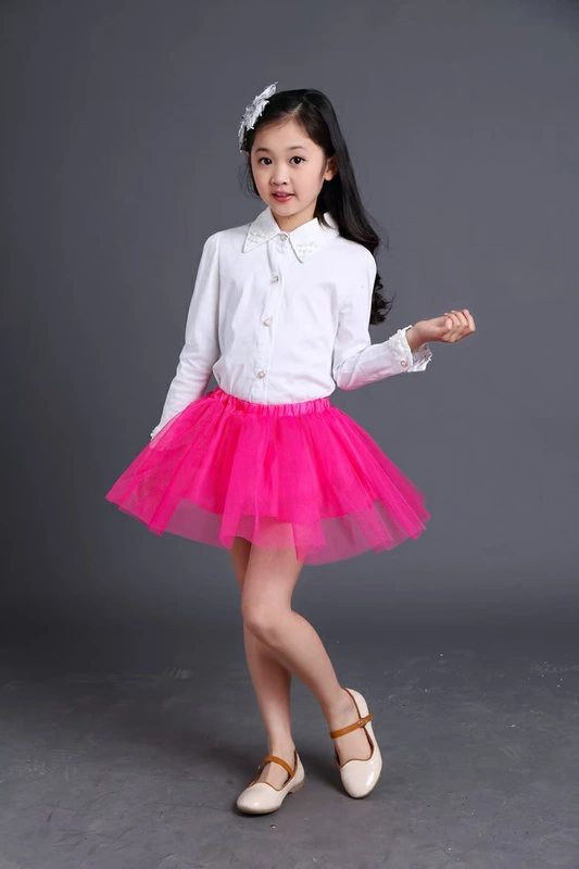 Quần áo trẻ em cô gái công chúa váy pettiskirt hiển thị quần áo khiêu vũ váy ngắn váy lưới trẻ em pha lê