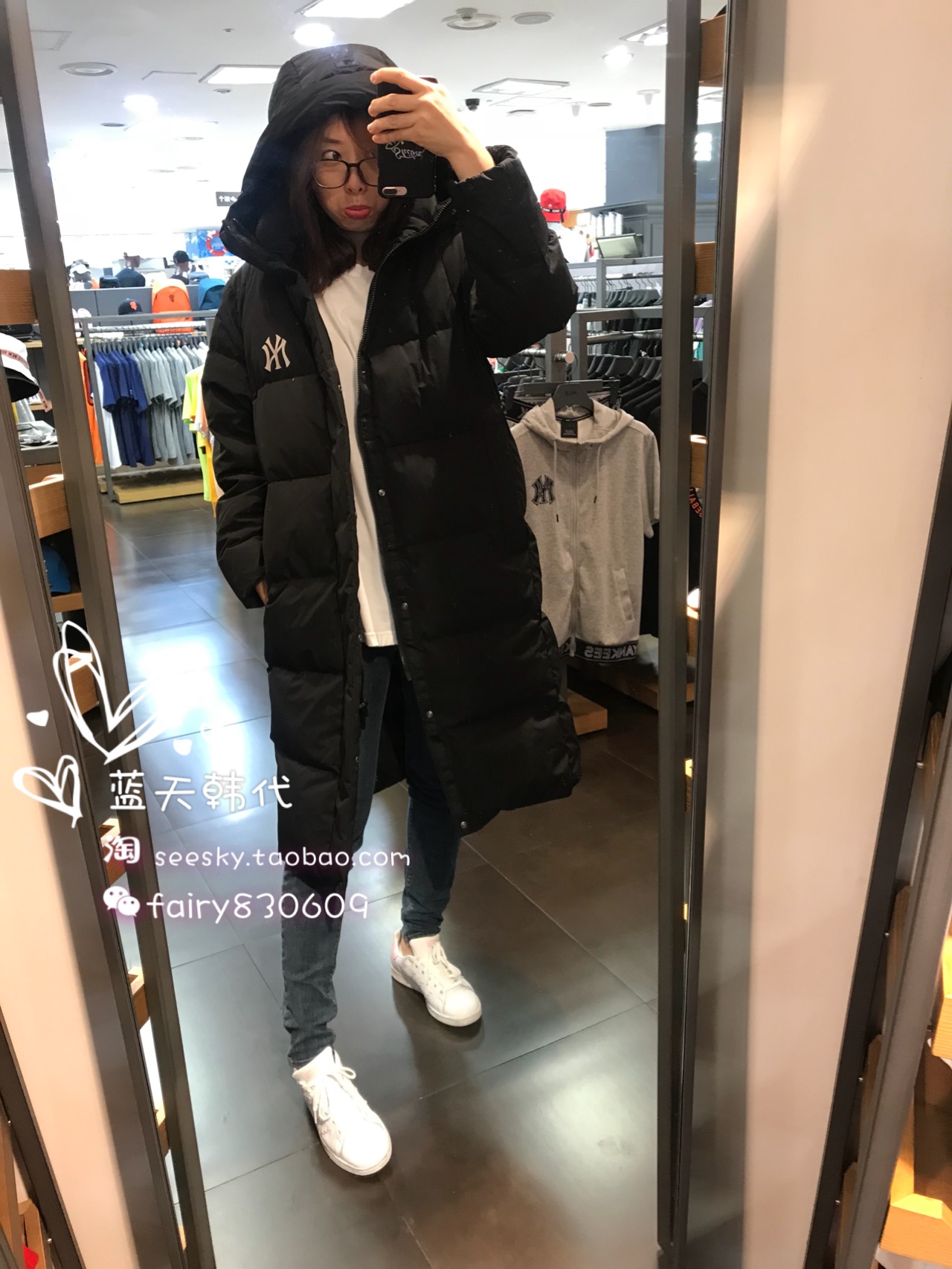 MLB Hàn Quốc mua đàn ông và phụ nữ DJ01 với cùng một chiếc áo khoác dài thể thao giản dị NY Yankees áo phao nhung