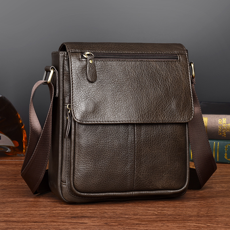 Men Genuine Leather Business Single Shoulder Bag Inclined Satchel Large Capacity Casual Backpack 2023 New Head Layer Bull Leather Small Square Bag-Taobao