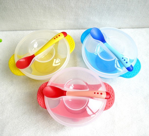 Baby catch hot spoon children's tableware set baby rice bowl suction bowl non-staple food bowl eating Bowl Spoon anti-fall wholesale