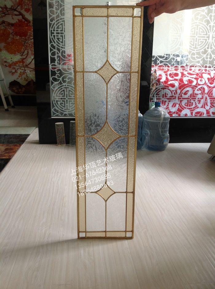 Bronze bar inlaid glass whole closet cabinet door glass wooden door core glass single layer inlaid glass