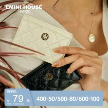 Imini womens bag 2021 new female card bag light and small European and American fashion leather first layer cowhide coin purse