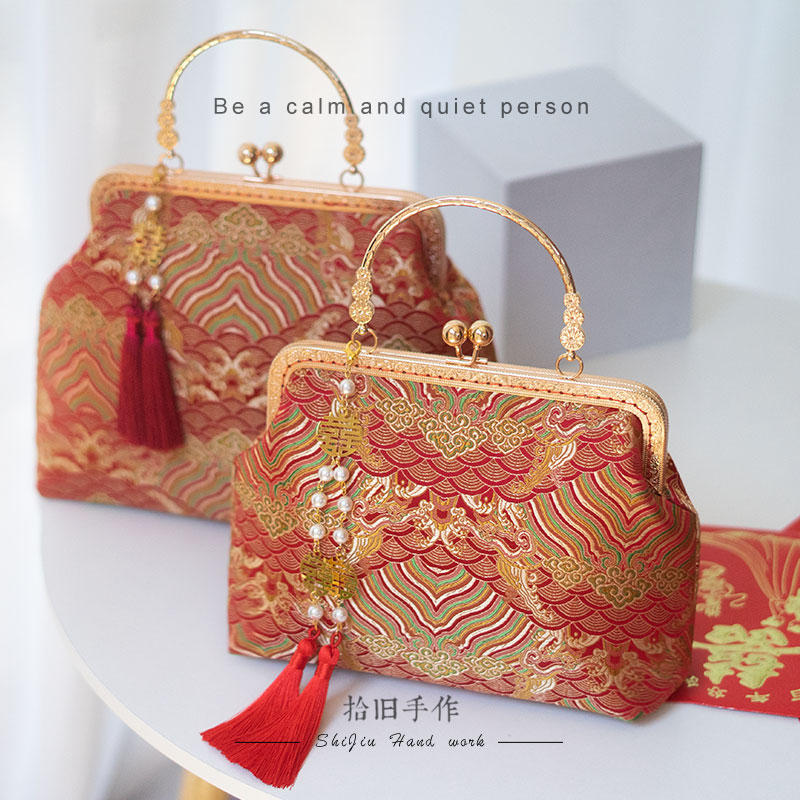 2022 women's bag retro style wedding bridal bag handbag country windy brocade with dinner qipao bag mom bag