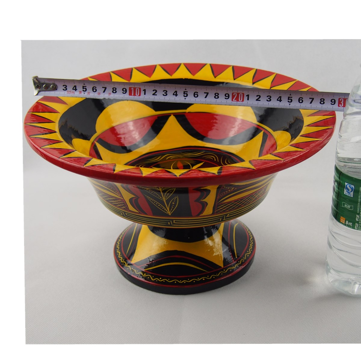 Sichuan Xichang Liangshan Specialty Yi Nationality Lacquerware Handicraft Tall Meat Plate Ornament Ornament