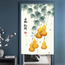 Chinese wind semi-curtain into the house shelter bedroom New Chinese cloth Art door curtain partition curtain Home country tide retro brief