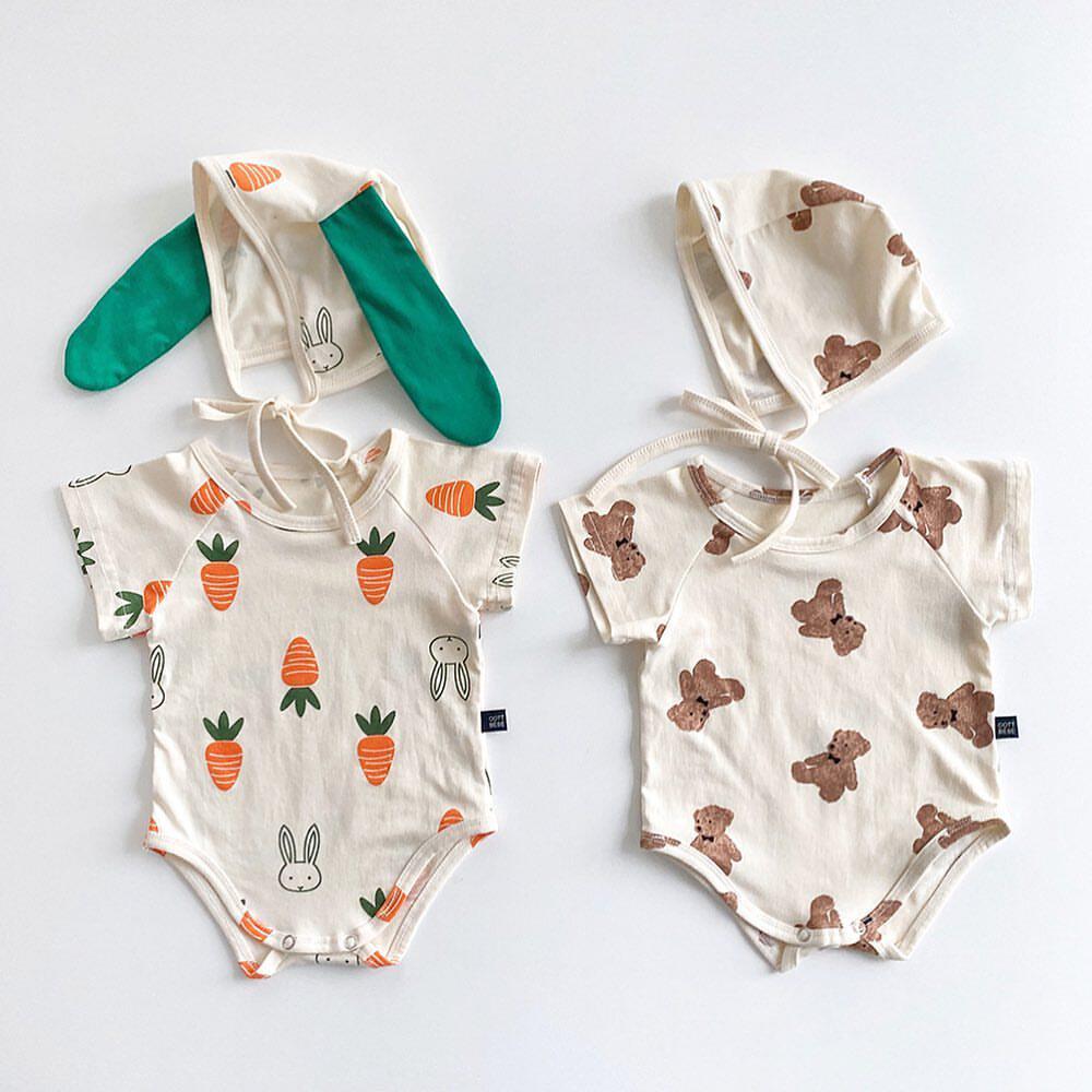 2022 Summer new ins and windy baby climbing suit cute little bear harater baby Home Clothing Thin bag fart woman