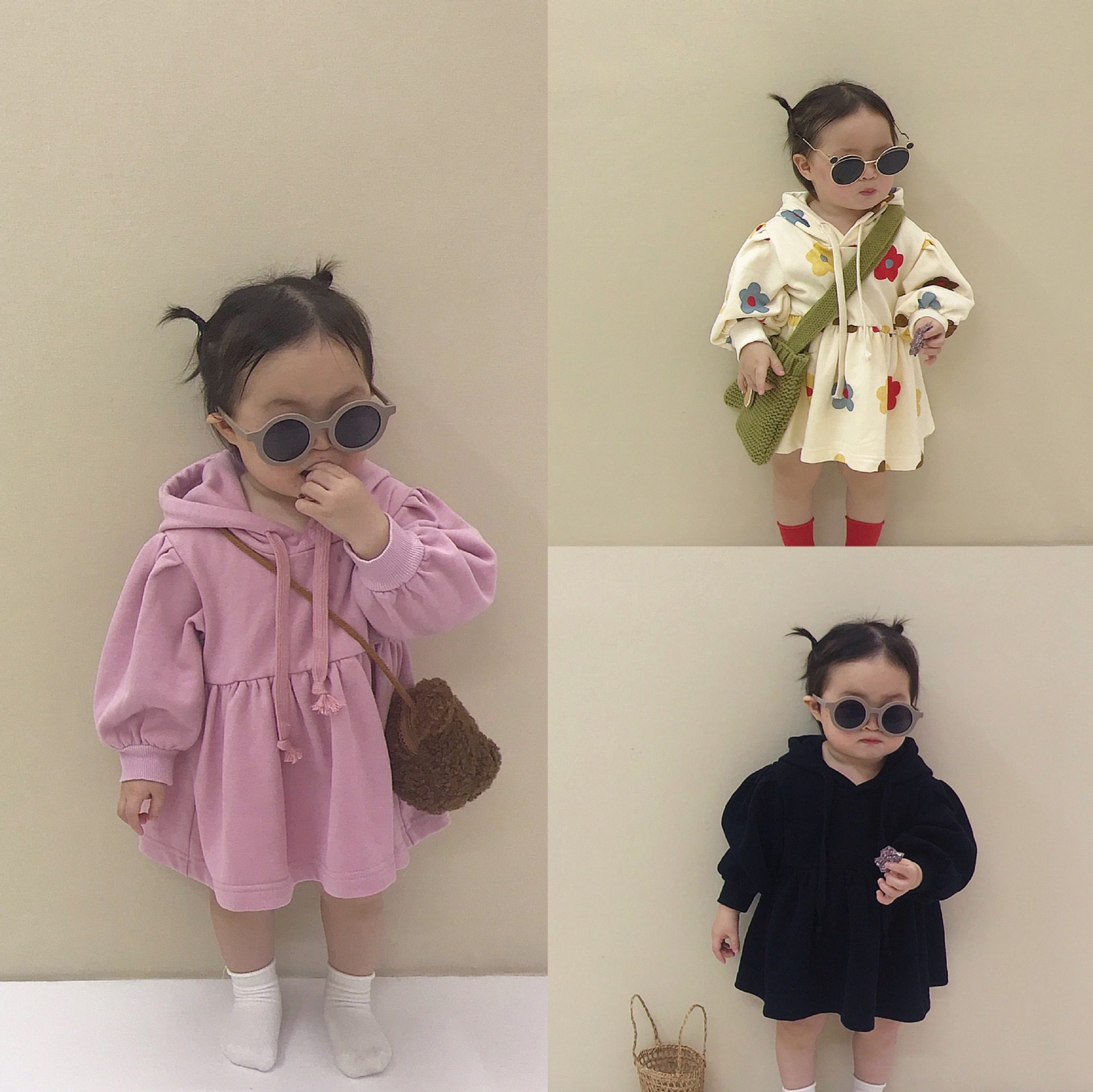 2022 Spring and autumn season Korean version Baby blouses new baby Lianhood sports cardiovert dress for the winter and velvety girl