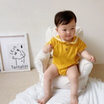 ins spring baby clothes college wind conjoined mens baby summer dress navy super slim cool and turn over khaclothes