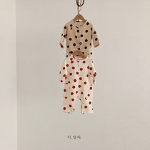 ins new Korean version of the baby childrens simple romper polka dot pocket one-piece men and women baby out of the spring and autumn clothes