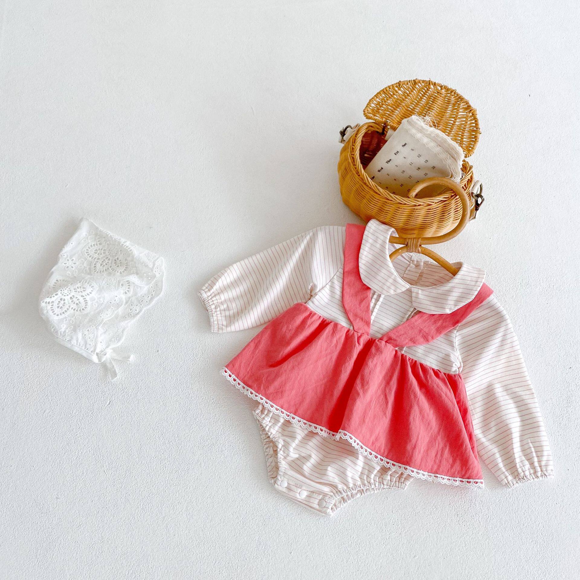 2022 Spring autumn season New pint women's baby turned over fake two khaskirt babies' baby-year-old bag fart even with kha-clad clothes