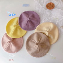 ins wind cream teas painters children hat bray pure color cap foreign air soft spring autumn winter baby baby hat