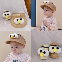 2021 spring and summer new Korean Sesame street empty top straw hat visor baby hat cute adjustable
