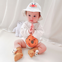 Newborn baby clothes Spring and autumn mens and womens baby long-sleeved bag fart clothes Net red Bear triangle clothing climbing clothing one-piece clothing