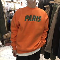 Loose sweater mens long-sleeved pullover Korea Dongdaemun autumn and winter style letter print off shoulder candy color trendy brand
