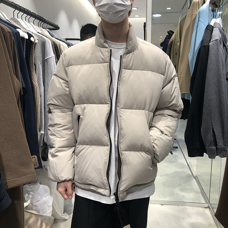 Standing collar down jacket male and female South Korea Dongdaemun Autumn Winter Duck Suede Warm Thickening of Bread Suit Jacket Tide