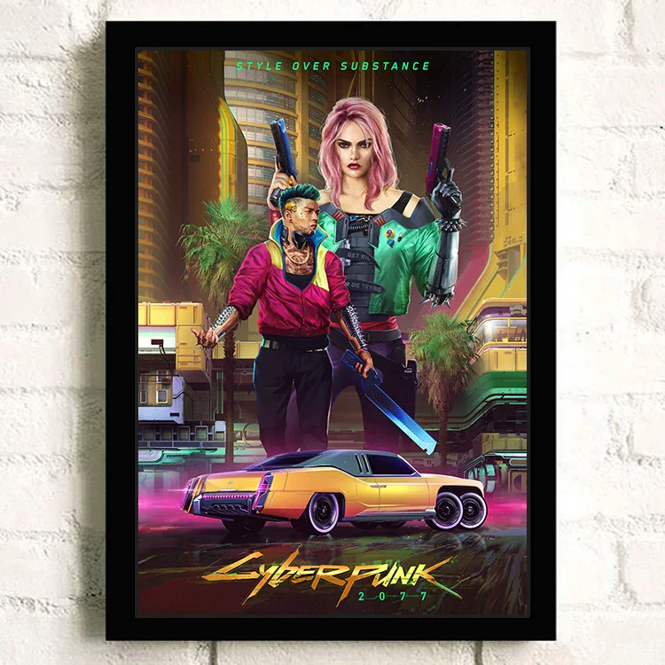 Постер киберпанк 2077 видеоигра Интернет-кафе периферия настенный стикер настенное украшение висячая картина настенная наклейка общежитие фоторамка
