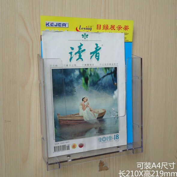 New hanging type transparent A4 Display rack acrylic hanging wall type information frame plastic publicity single catalogue color page shelf