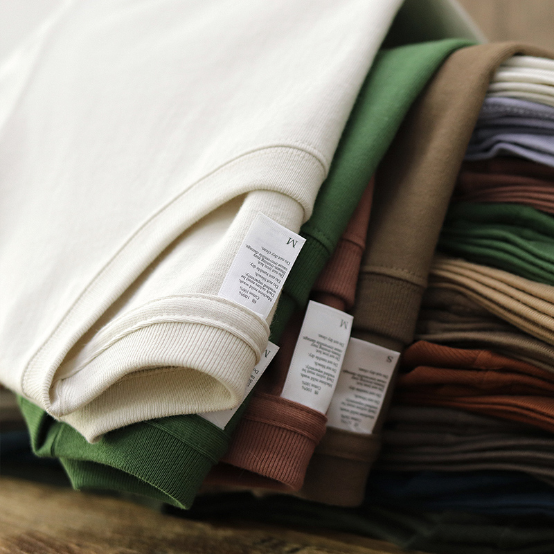 have blue cotton underwear solid color avocado green T-shirt American retro round neck short-sleeved heavyweight T-shirt men