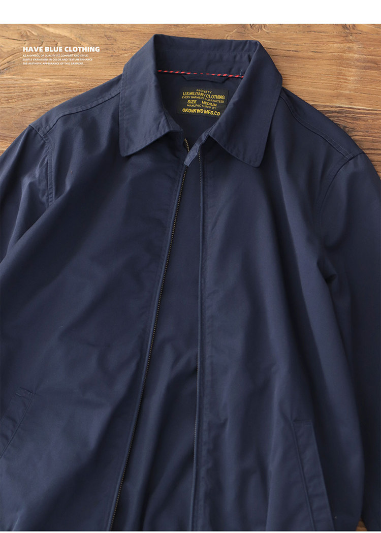 100% cotton vintage short zip-up lapel cotton cargo jacket jacket for men Spring and autumn